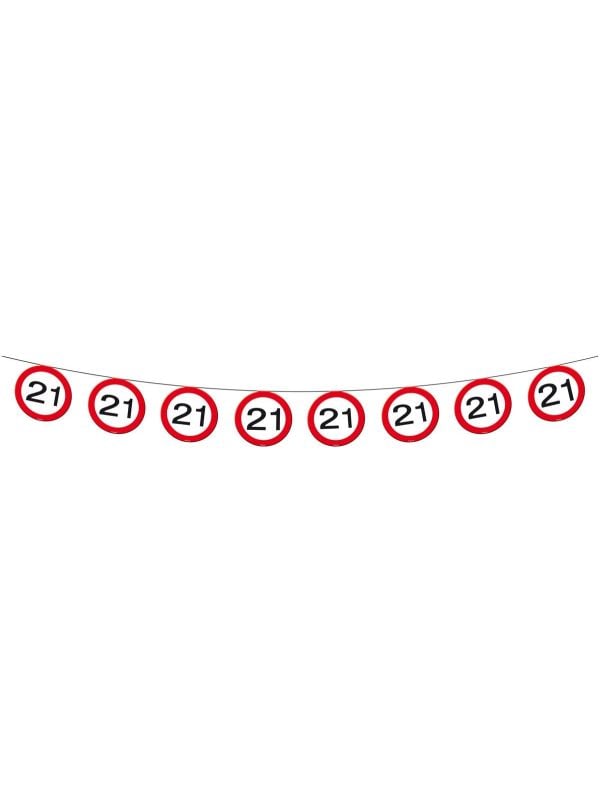Verkeersbord 21 jaar vlaggenlijn 12 meter