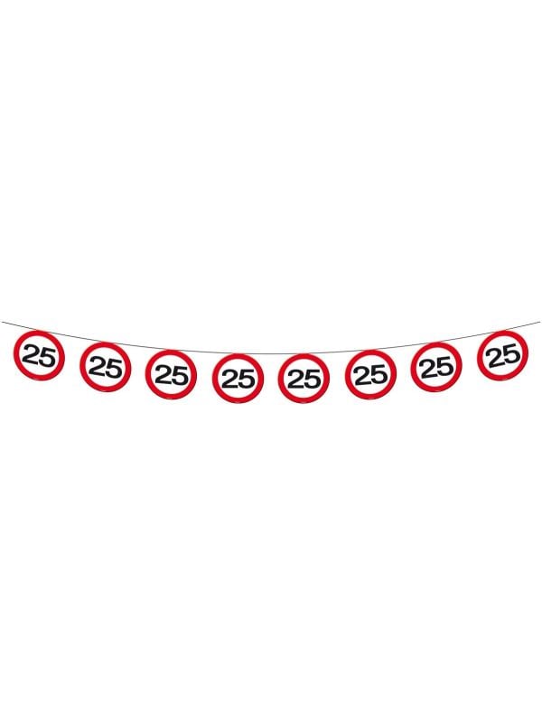 Verkeersbord 25 jaar vlaggenlijn 12 meter