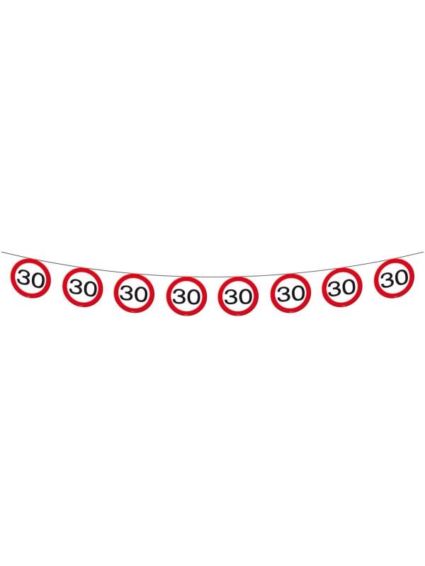 Verkeersbord 30 jaar vlaggenlijn 12 meter