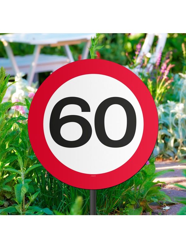 Verkeersbord verjaardag 60 jaar tuinbord