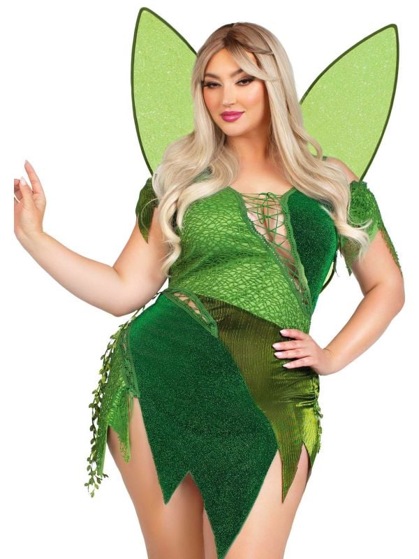 Verleidelijke Groene Bosfee Jurk in Plus Size
