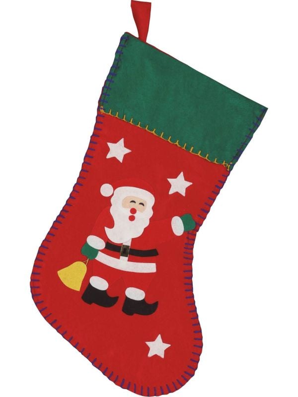 Versierde kerstsok kerstman 40cm