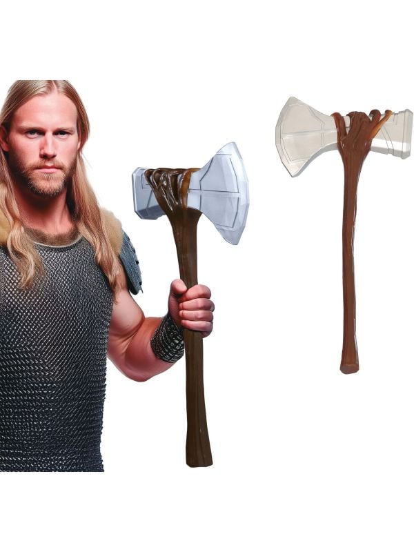 Viking Bijl Zilver met Bruine Stok