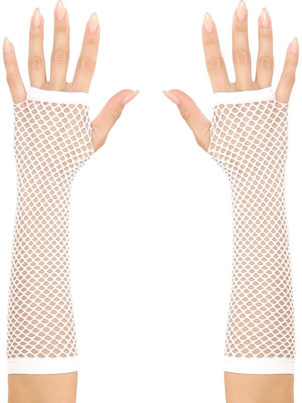 Vingerloze witte visnet handschoenen