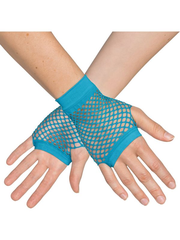 Visnet Vingerloze Handschoenen Neonblauw
