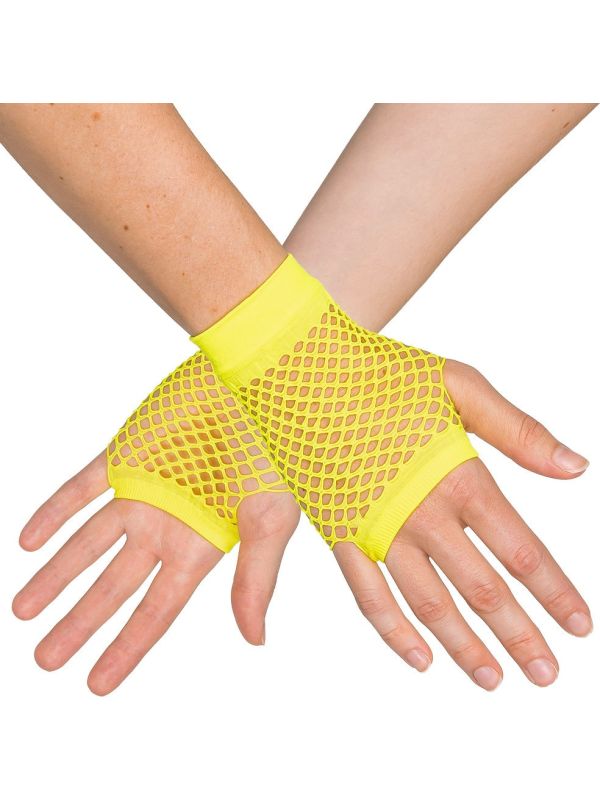 Visnet Vingerloze Handschoenen Neongeel