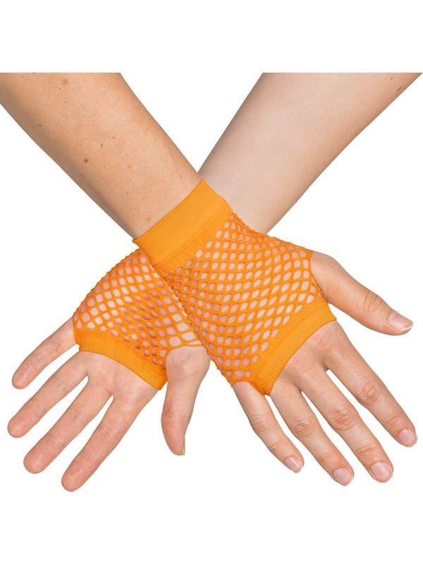 Visnet Vingerloze Handschoenen Neonoranje