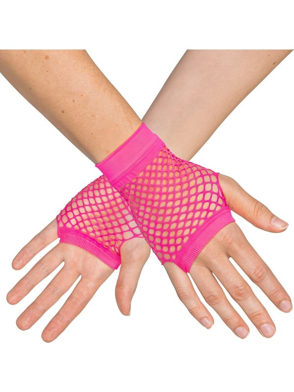 Visnet Vingerloze Handschoenen Neonroze