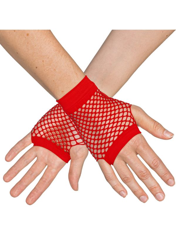 Visnet Vingerloze Handschoenen Rood