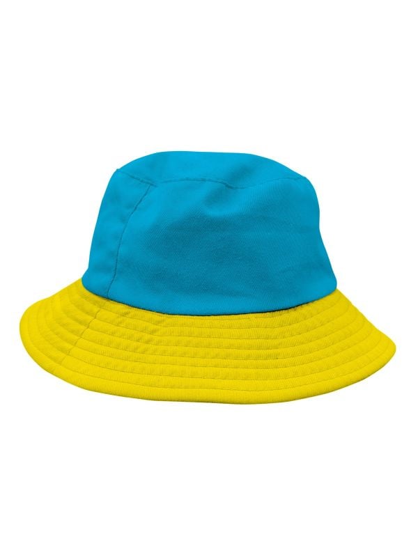 Vissershoed blauw geel Colorblock