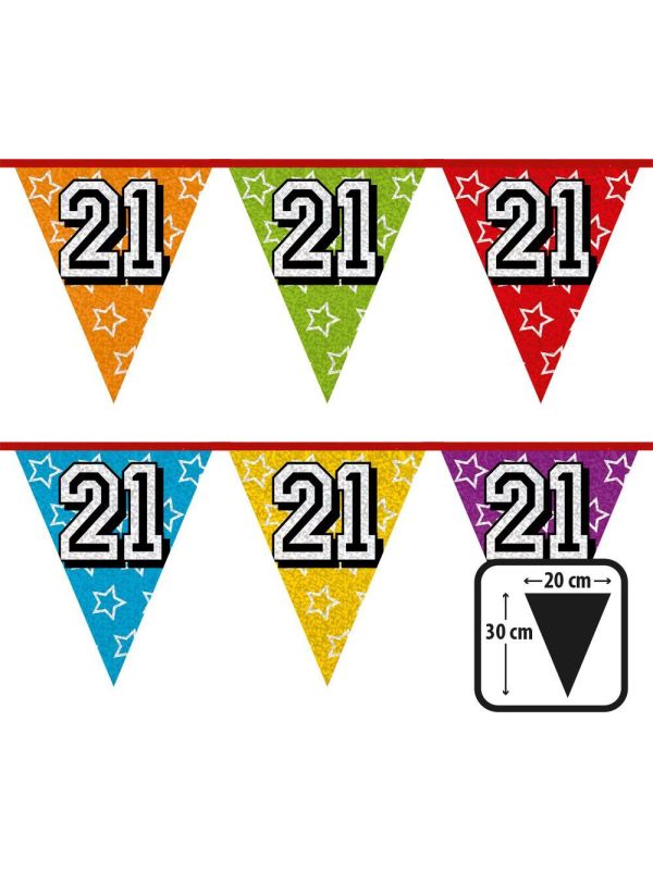 Vlaggenlijn verjaardag sterren 21 jaar