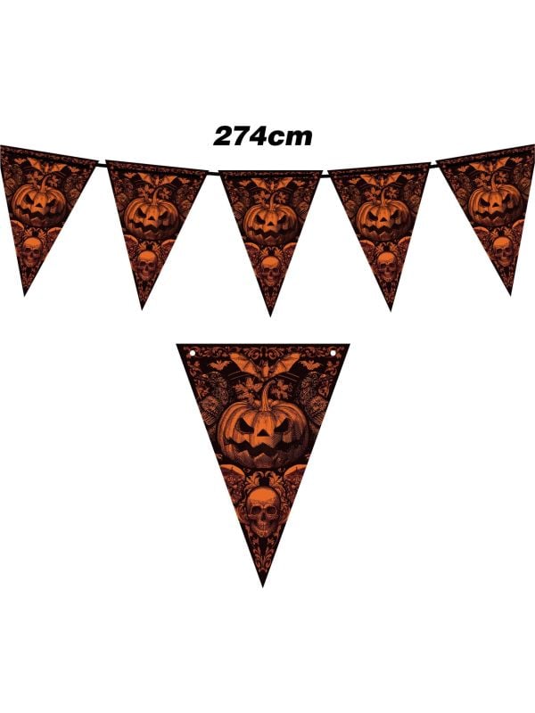 Vlaggetjeslijn gothic pompoen 2,7 meter halloween