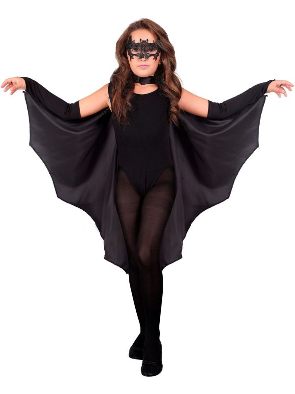 Vleermuis Cape Carnaval Zwart Meisjes