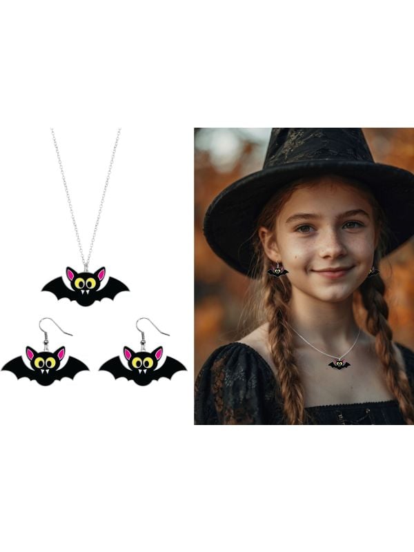Vleermuis Oorbellen met Ketting Kind Halloween main product photo