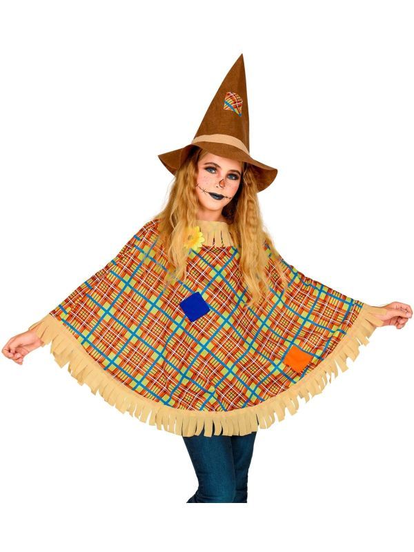Vogelverschrikker poncho met hoed meisjes
