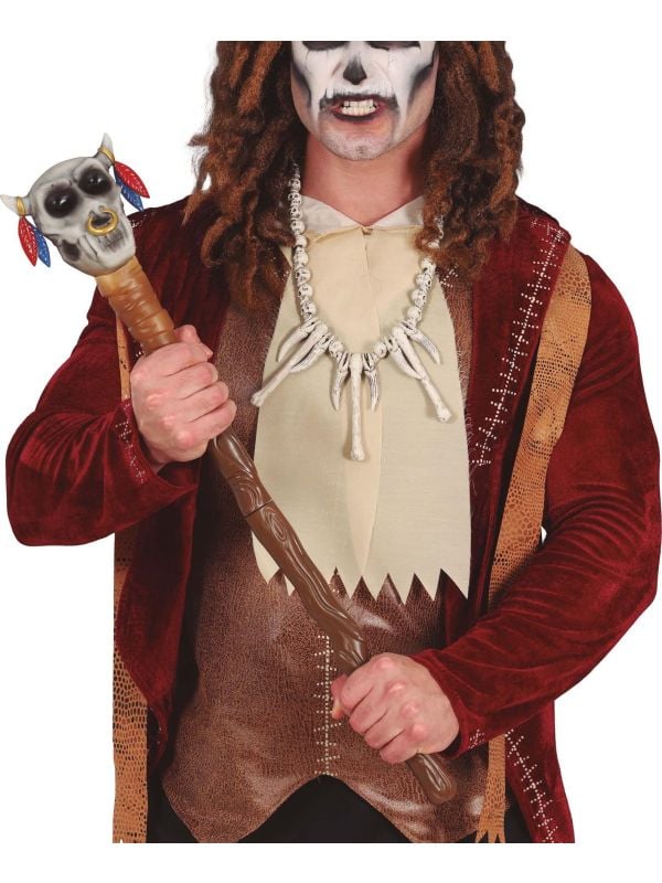 Voodoo doodshoofd stok halloween 70 cm