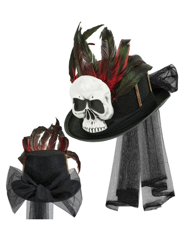 Voodoo Skull Hoge Hoed Zwart Dames Mannen