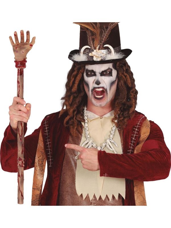 Voodoo stok bloederige hand halloween 70 cm