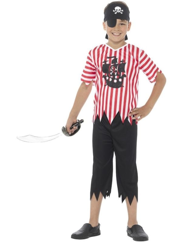Vrolijke piraat rood witte outfit