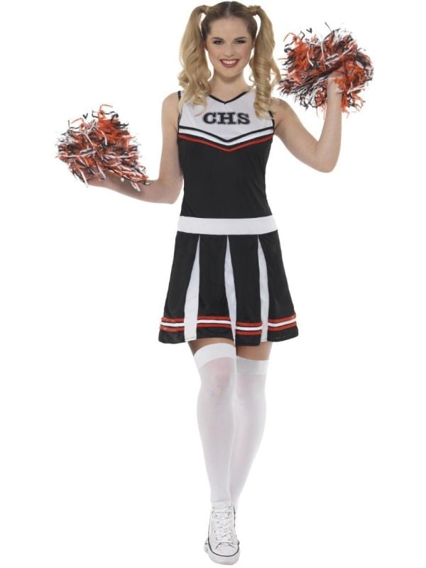 Vrouwen cheerleader pakje zwart