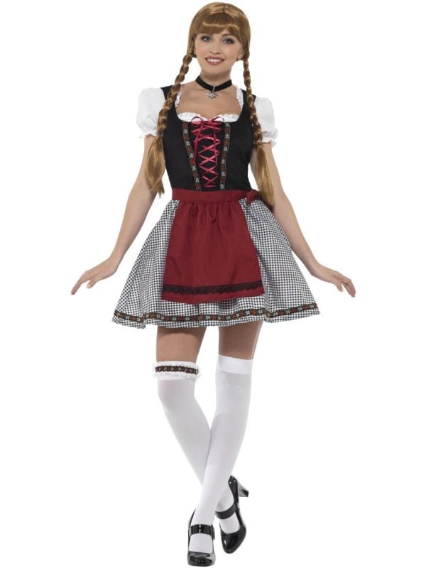 Vrouwen oktoberfest jurkje zwart rood
