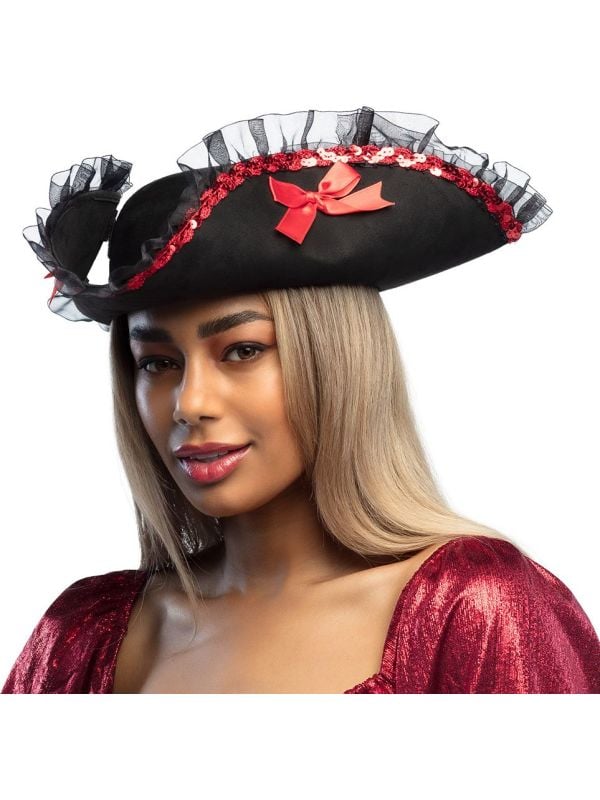 Vrouwlijke admiraal tricorn zwart
