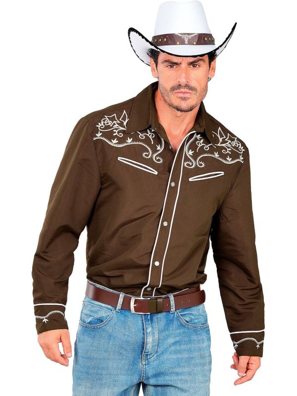 Western Cowboy Overhemd Bruin Heren