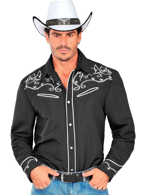 Western Cowboy Overhemd Zwart Heren