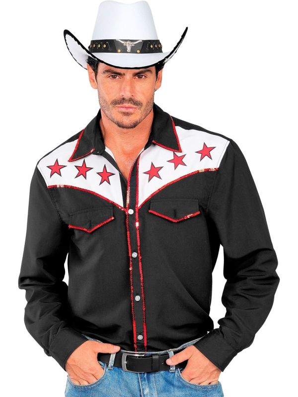 Western Cowboy Shirt Zwart Heren