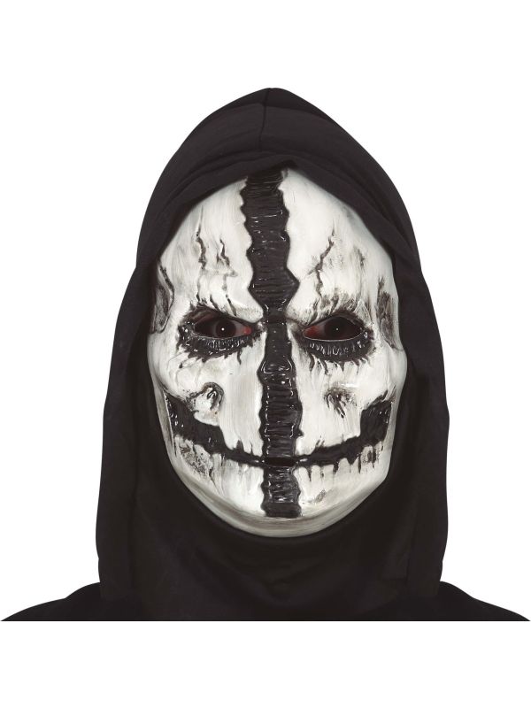Wit doodshoofd masker met kap halloween main product photo