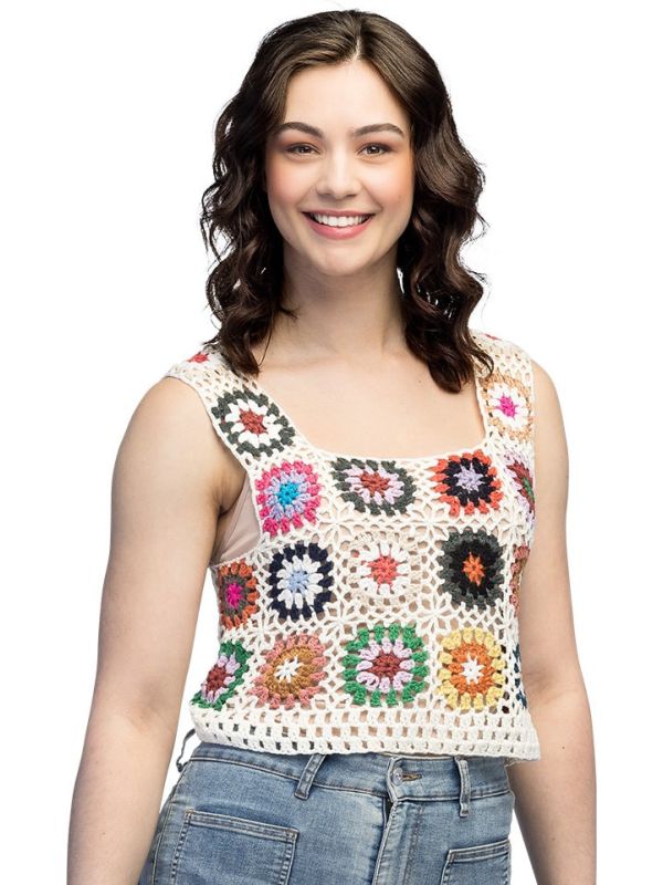 Wit Hippie Bloemen Top Dames