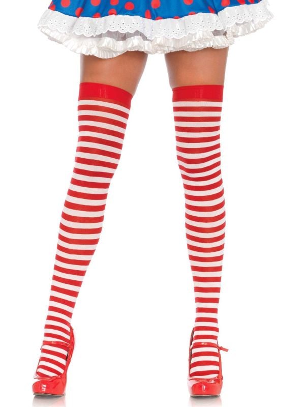 Wit rood gestreepte kousen main product photo