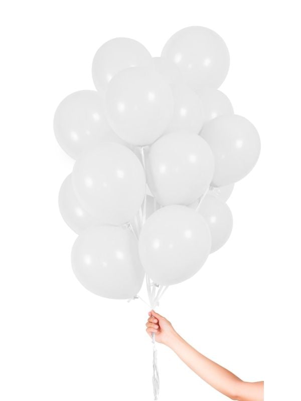 Witte ballonnen met lint 30 stuks 23cm