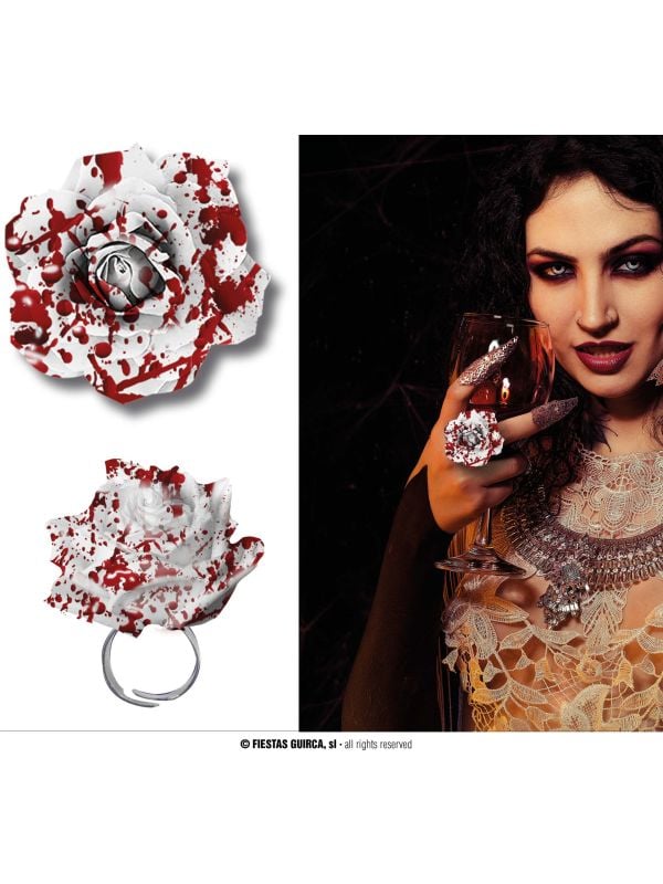 Witte bloem met bloed ring halloween