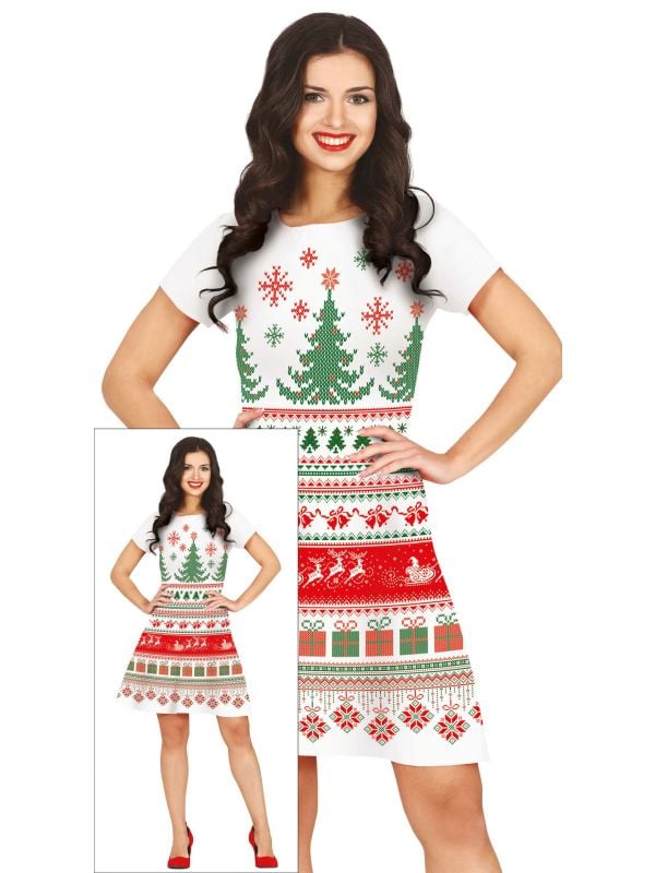 Witte gehaakte kerstboom jurk dames main product photo