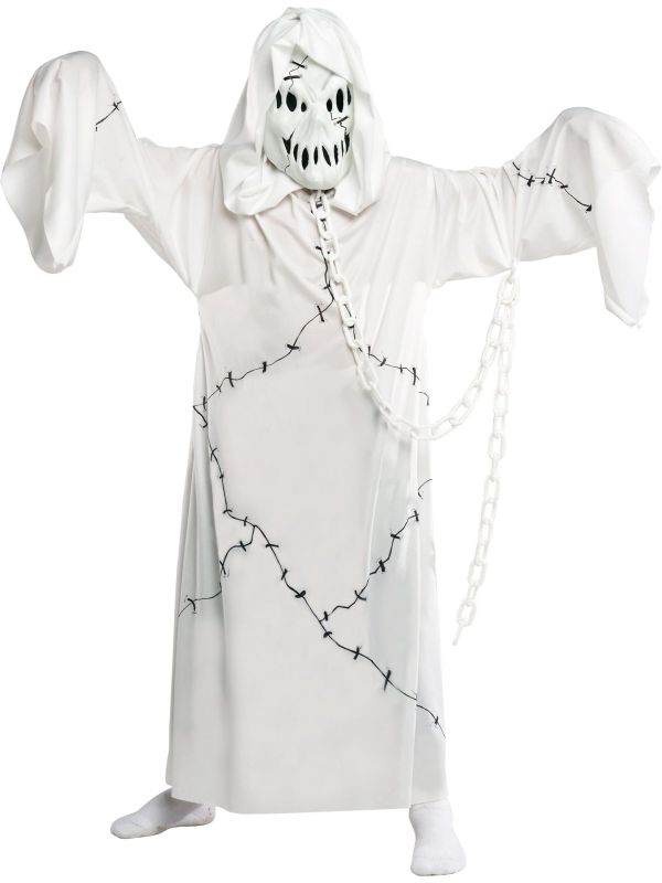 Witte Ghoul met Ketting Kostuum Kinderen Halloween