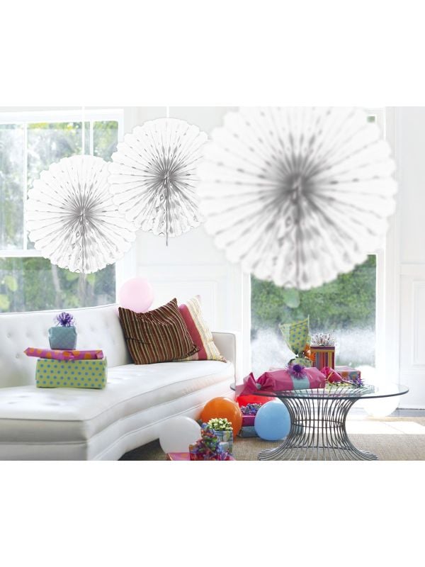 Witte honingraat waaier decoratie