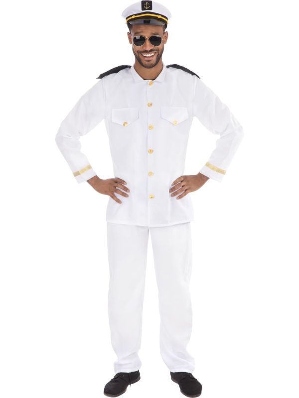 Witte Navy Marine Kapitein Kostuum Heren