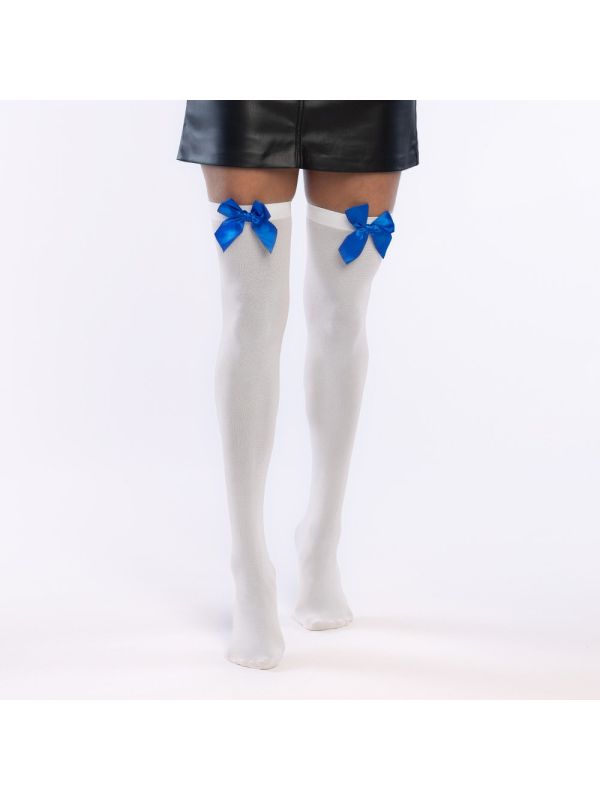 Witte Oktoberfeest Kousen met Blauwe Strik Dames