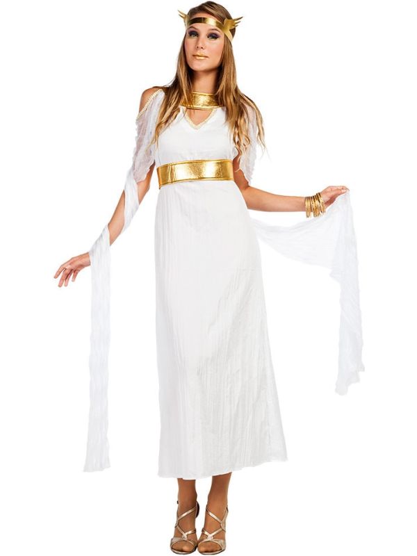 Witte Romeinse Godin Toga Jurk Dames
