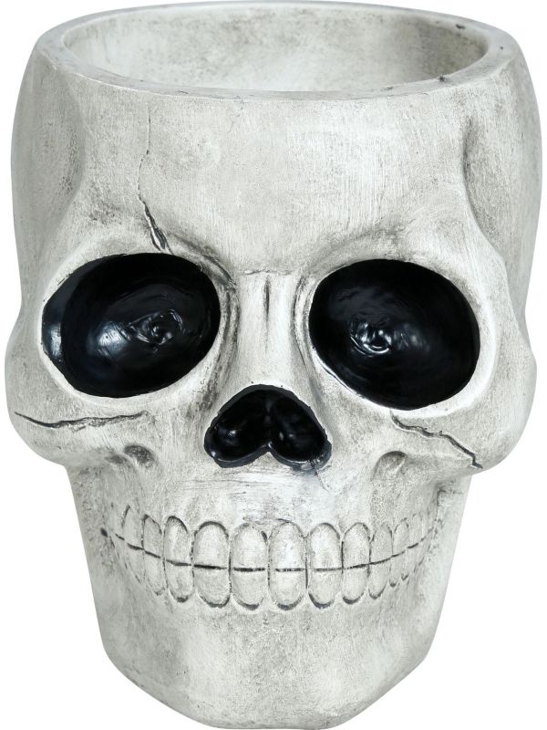 Witte schedel met zwarte ogen kom 15 x 12 cm halloween main product photo