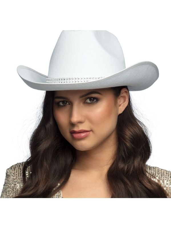 Witte Westernhoed met Glitterrand