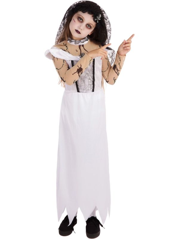 Witte Zombie Bruid Kostuum Kinderen
