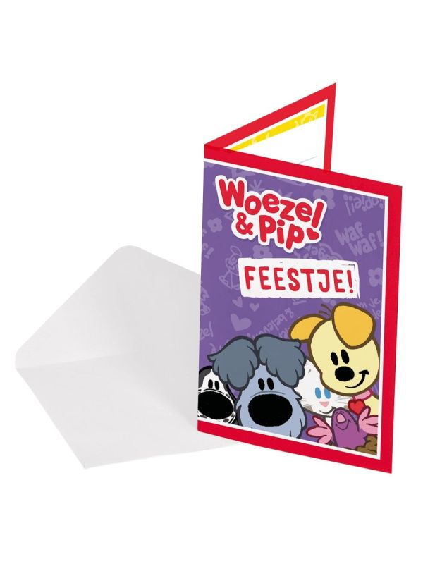 Woezel en Pip verjaardag uitnodigingen 8 stuks main product photo