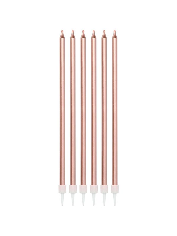 XL kaarsenset 16 stuks rosegoud metallic