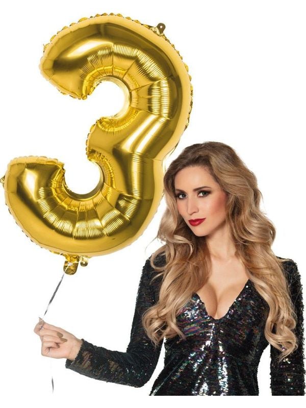 XXL gouden ballon cijfer 3
