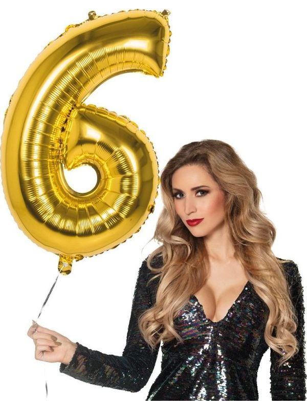XXL gouden ballon cijfer 6