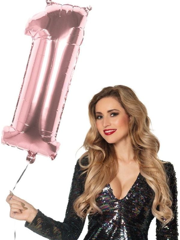 XXL rosegoud ballon cijfer 1