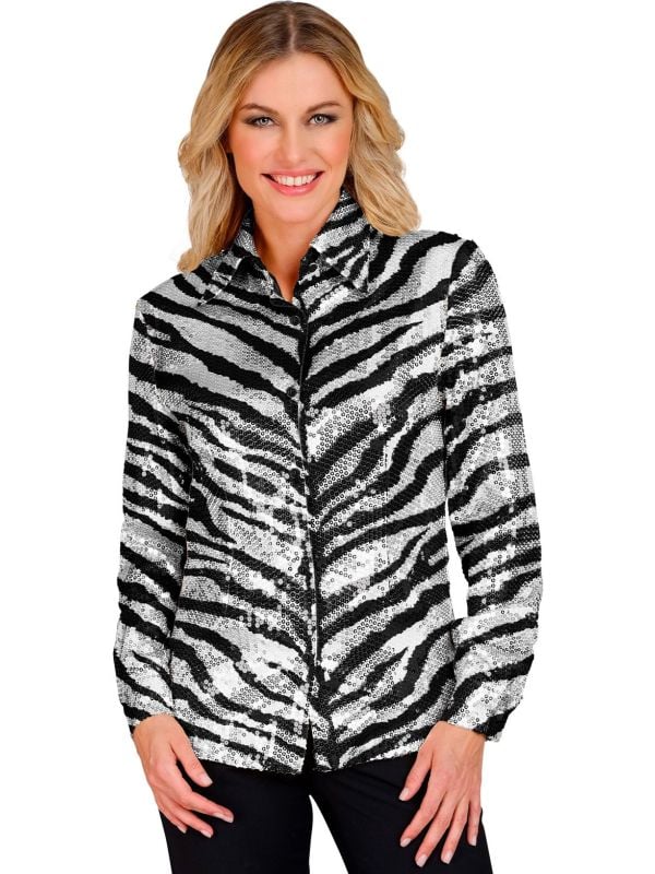 Zebraprint pailletten blouse