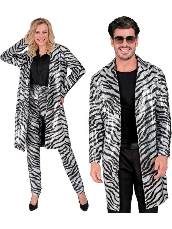 Zebraprint pailletten jas